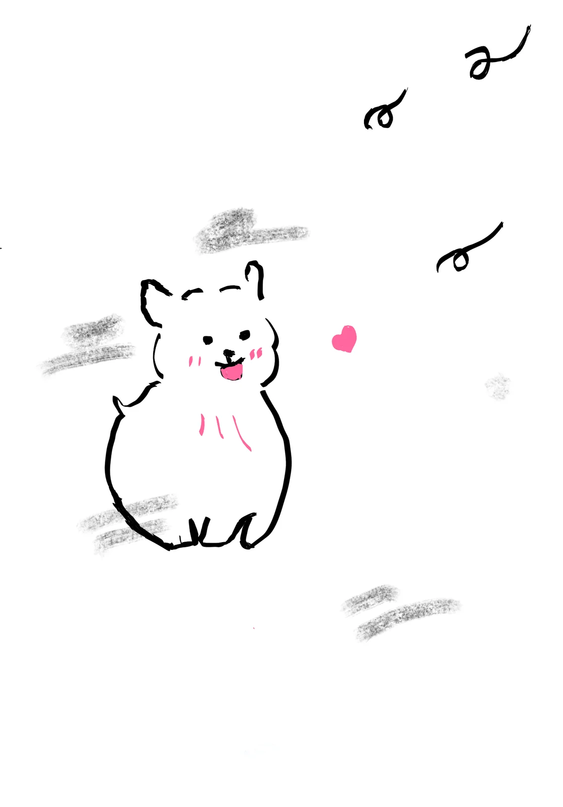 王静用 iPad mini 画的小猫画作